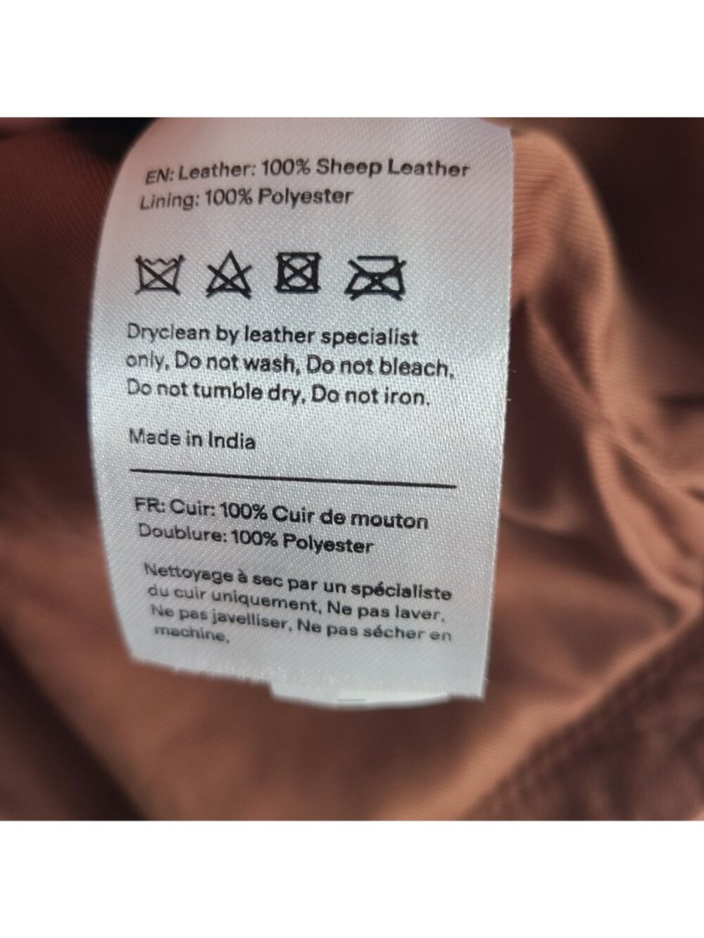 NEW Quince 100% Sheep Leather Stand Collar Jacket Cognac Women's Size M - Picture 7 of 11